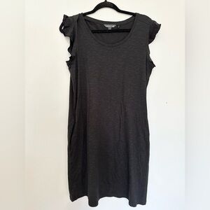 Toad&Co Rufflita black Organic Short Sleeve Mini Dress Size small